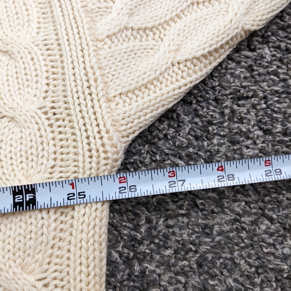 Vintage 90s Gap Sweater Tennis Cricket Wool Cable Knit V Neck Ivory Mens Large - Picture 8 of 11
